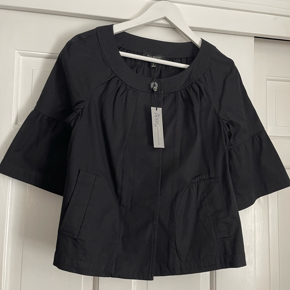 TALBOTS NWT THE JACKIE FIT light jacket with elbow length puff sleeves Size 6